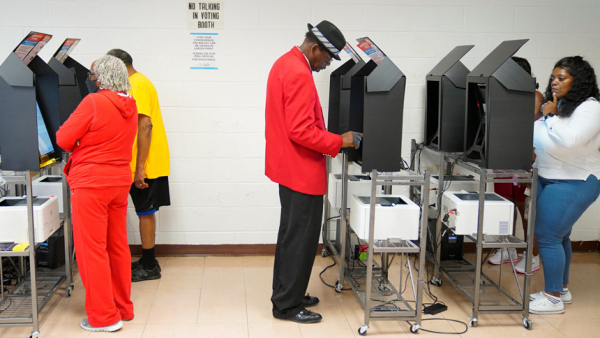 People cast their ballots at the Citizens Service Center in Columbus, Ga., Oct. 17, 2022, as early voting begins for the midterm elections. (CNS photo/Cheney Orr, Reuters)