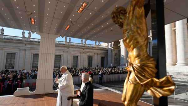 Pope Francis leads his weekly general audience in St. Peter's Square Nov. 23, 2022. (CNS photo/Vatican Media)