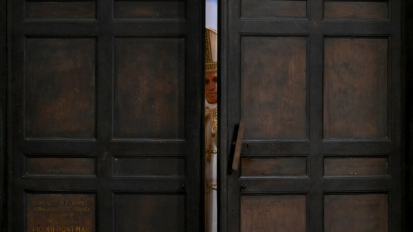 Pope Leo XIV closes the Holy Door at St. Peter's Basilica at the Vatican Jan. 6, 2026, marking the end of the Holy Year. (CNS photo/Vatican Media)
