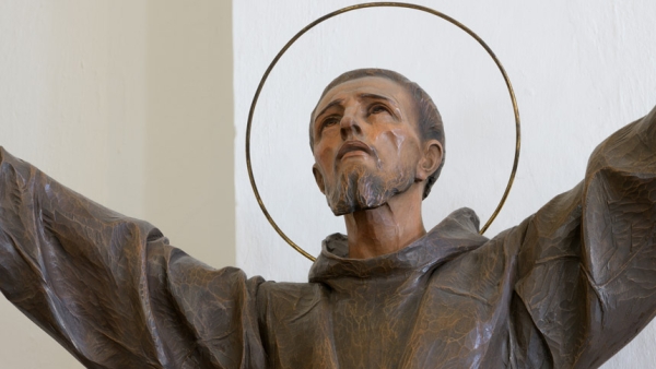 Above: Detail of woodcarved polychromed statue of Saint Francis of Assisi in the St. Anthony Church of St. Ulrich in Gröden - Ortisei Val Gardena. (Credit: Wolfgang Moroder, CC BY-SA 3.0, via Wikimedia Commons)